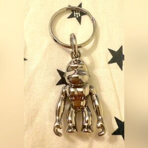 Kipling Silver Metal Monkey Key Chain Ring Bag Charm Fob (m1)